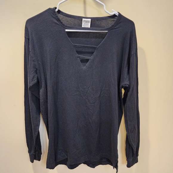 Pink by Victoria's Secret Black Long Sleeves Logo T-shirt  size S - Picture 2 of 10